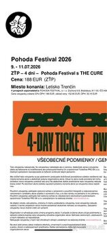 ZŤP Pohoda 4-dňový lístok s The Cure