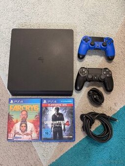 PS4 SLIM + 2 OVLÁDAČE, HRY ‼️AKO NOVÉ‼️
