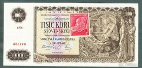Staré bankovky 1000 sk 1940 KOLEK perf. pěkný stav