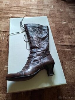 Vintage - kožené vysoké čižmy veľ. 40