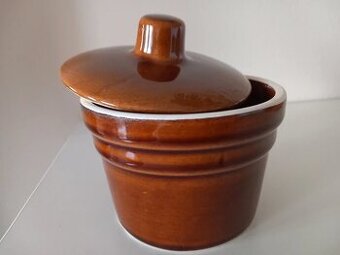 Stará kameninová dóza s vrchnákom 11,5x11,5 cm - 1