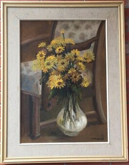 Starožitné obrazy od slovenských autor motív Kytica