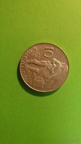 predám  striebornú pamätnú mincu 10 kčs 1954 SNP