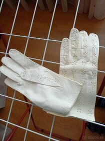 Kožené biele rukavice tenké