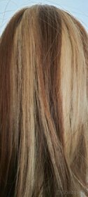 Luxusný príčesok dlhé hnedé vlasy s melirom - 1
