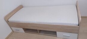 Detská posteľ s matracou a roštom 200×90, skrinka 204x39