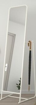 Stojacie zrkadlo, biela, 48x160 cm
