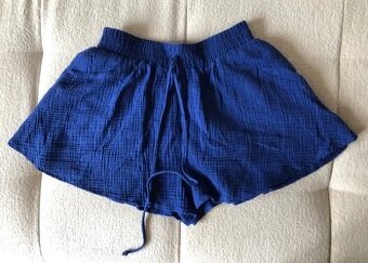 Nové kráľovsky modré mušelínové šortky, S/36, 6.50 E