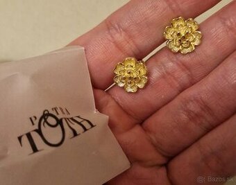 Náušnice Petra Toth zlaté kvietky nové nenosené