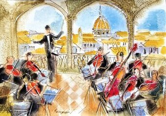 Michael Rosenwein - Conductor & Musicians (akvarel) impressi