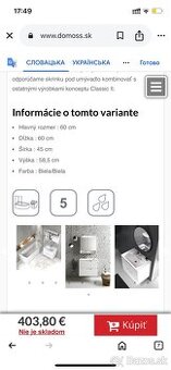 Nové umývadlo a skriňka pod umývadlo Ravak