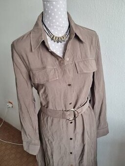 hnedé košeľové šaty Mohito s opaskom a visačkou 40