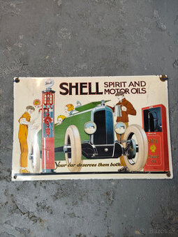 Smaltovana cedula original Shell