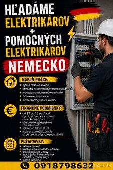 Hľadáme elektrikárov Nemecko
