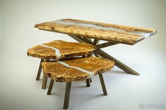 jedálenský stôl epoxidový stôl masívny stôl