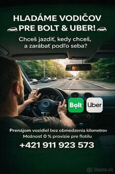 Hľadáme kolegov do flotily pre Bolt a Uber
