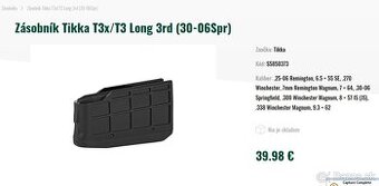 Predám zásobník zo SAKO typ Tikka T3x , T3 a podobné
