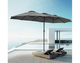 Záhradný slnečník XXL antracit a taupe - 460 x 270 cm