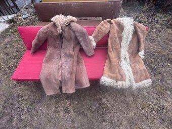 Pravé kožené kožuchy – ovčia koža, retro (2 ks)