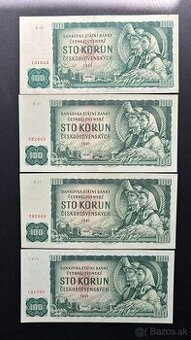 Bankovky ČSSR 100 Kčs série B, R,T aunc/1+