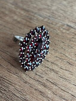 Strieborný prsteň - cesky granat - 1