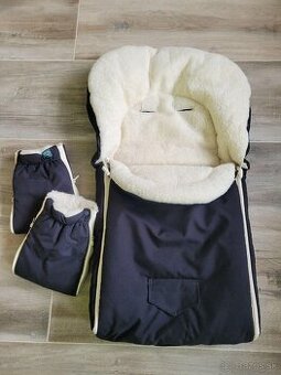 Kvalitný fusak + madlá na kočík - ovčia merino vlna