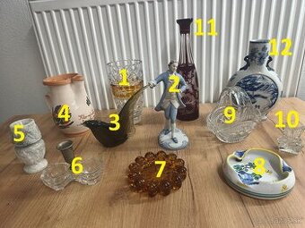 hutné a brúsené sklo, porcelán, keramika, kamenina