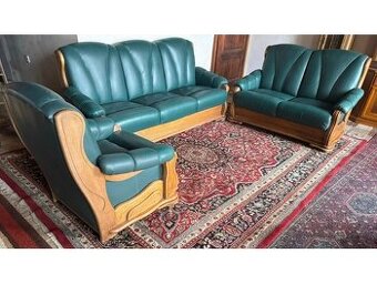 Dubová rustikální kožená souprava 3+2+1,3332