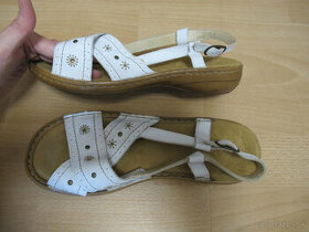 Retro kožené biele sandále