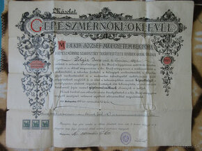 Diplom r. 1916, strojník, pre Imricha Polgára z Lučenca