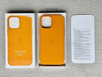 Originál Apple iPhone 12 Pro Max kožený kryt - oranžový