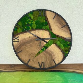 Machové hodiny 60cm orech , drevene hodiny s machom