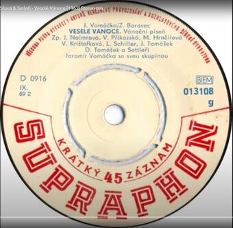 SP platňa SUPRAPHON Veselé Vánoce (1962)