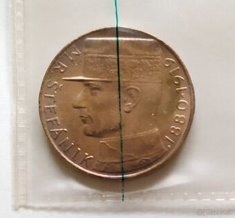 10 Kčs 1993 Štefaník - POOTOČENY RUB MINCE.