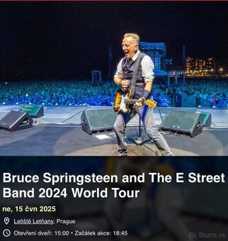 Bruce Springsteen lístok,státie A, Praha 15.6.2025