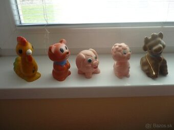 Retro pískacie hračky, staré, zberateľské.