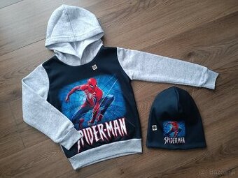 Set Spiderman mikina + čiapka, veľkosť 122/128