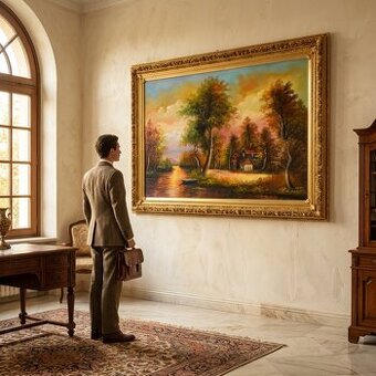 Zámecký obraz - Krajina-olej na plátně-XXL 187 cm