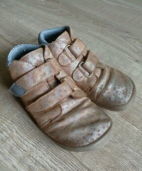 Barefoot Beda - Bella zlaté užšie s pevným opätkom veľ. 30