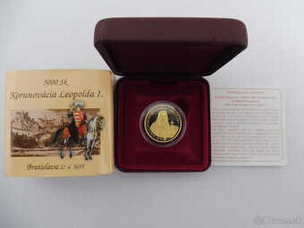 Zlatá minca SR 5000Sk Korunovácia Leopolda I.