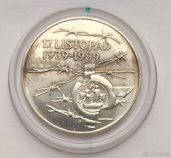 Minca 100Kčs, 50.výr. událostí 17. listopad 1939-1989.