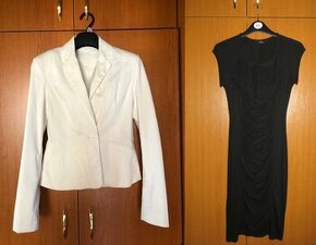 Biele sako + čierne elastické šaty