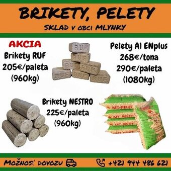 BRIKETY, PELETY, PALIVOVÉ DREVO - obec Mlynky