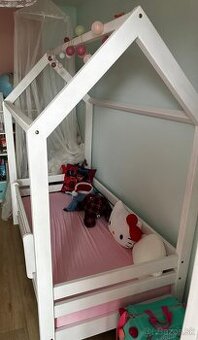Montessori drevená biela postel 160x80