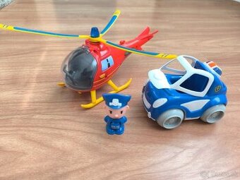 Policajné auto a vrtulnik