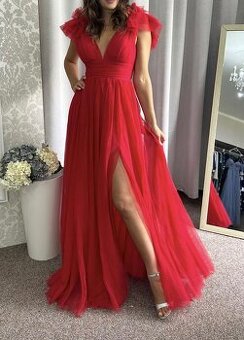 Červené spoločenské šaty 36/S