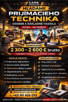 HĽADÁME PRIJÍMACIEHO TECHNIKA