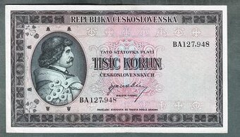 Staré bankovky 1000 kčs 1945 pěkný stav