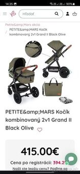 Kočík 2v1 Petite&mars GRAND II olive