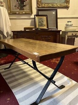 konferencny stolik, masiv, kovanie, v 50, d 115, h 47 cm